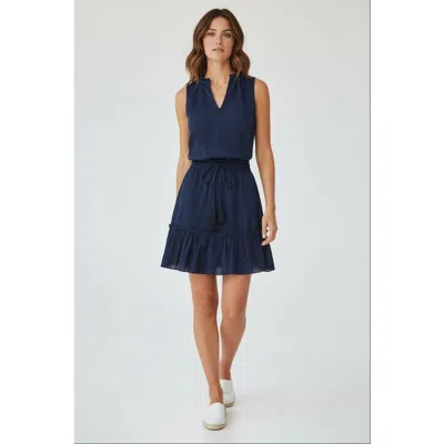 Change Of Scenery Beth Smock Waist Cotton Short Dress In Blue