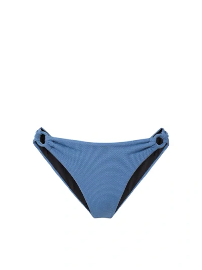 Change Of Scenery Camilla Ring Trim Shimmer Lowrise Hipster Bikini Bottom In Blue