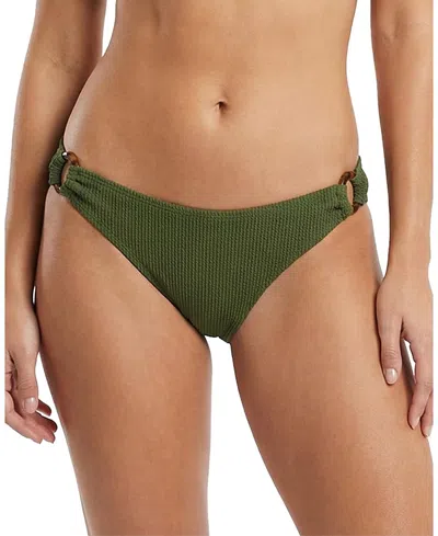 Change Of Scenery Camilla Ring Trim Textured Lowrise Hipster Bikini Bottom In Black