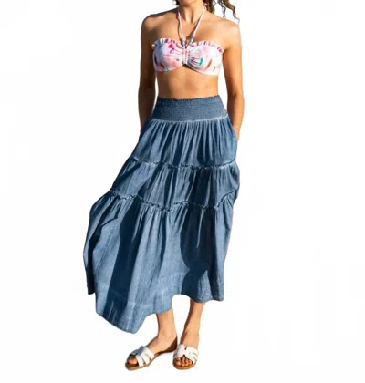 Change Of Scenery Charlie Maxi Skirt In Stonewash In Blue