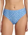 Change Of Scenery Classic Midrise Print Bikini Bottom With Full Coverage In Blue