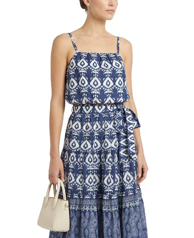 Change Of Scenery Dani Bubble Crop Top In Blue
