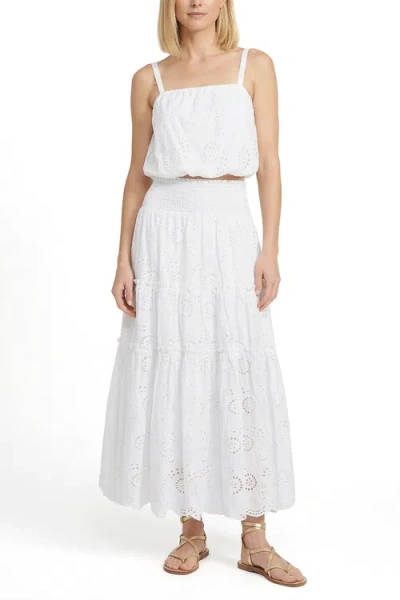 Change Of Scenery Dani Eyelet Embroidered Bubble Crop Top In White