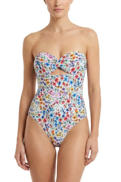 Change Of Scenery Ella Twist Bandeau One-piece Swimsuit In Multi