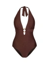Change Of Scenery Gabrielle Halter One Piece In Brown