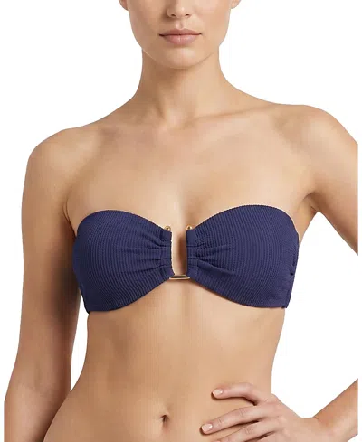 Change Of Scenery Gina Bandeau Textured Bikini Top In Blue