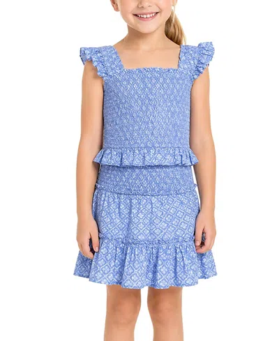 Change Of Scenery Girls' Kayla Smocked Top And Skirt Set - Little Kid, Big Kid In Blue