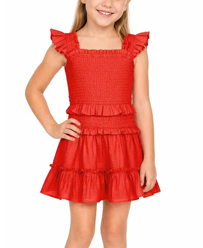 Change Of Scenery Girls' Zoe Seersocker Tiered Dress - Little Kid, Big Kid In Red