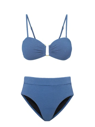 Change Of Scenery Hi Waist Hi Leg Bikini Bottom In Blue