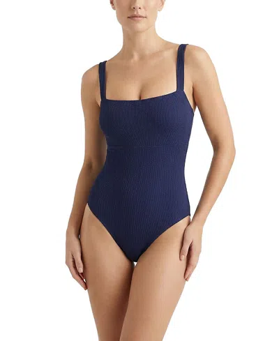 Change Of Scenery Jori Square Neck Underwire One-piece Swimsuit In Blue