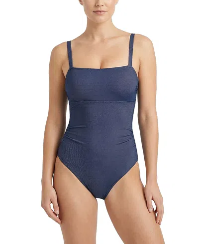 Change Of Scenery Jori Square Neck Underwire One-piece Swimsuit In Blue