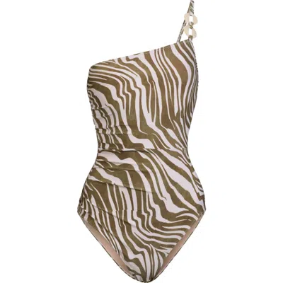 Change Of Scenery Kara One Shoulder Ring Trim One-piece Swimsuit In Multi
