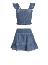 Change Of Scenery Kayla Smocked Bodice Top & Ruffle Skirt Set (toddler, Little Kids, Big Kid)) In Blue