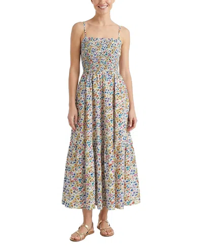 Change Of Scenery Kristen Printed Tiered Midi Dress In Blue