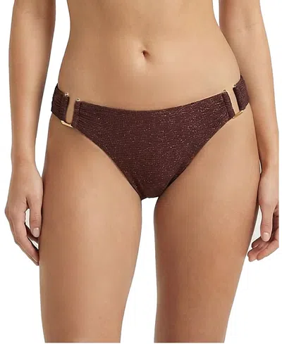 Change Of Scenery Layla U-bar Trim Metallic Lowrise Hipster Bikini Bottom In Brown
