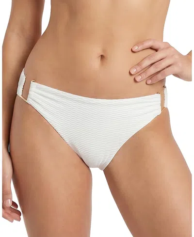Change Of Scenery Layla U-bar Trim Metallic Lowrise Hipster Bikini Bottom In White