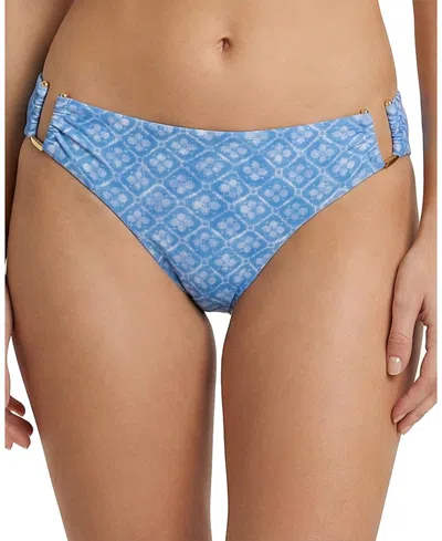 Change Of Scenery Layla U-bar Trim Print Lowrise Hipster Bikini Bottom In Blue