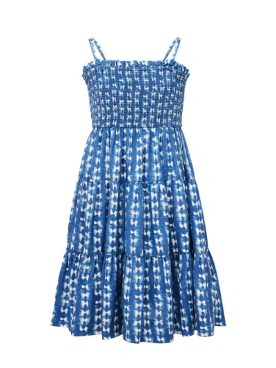 Change Of Scenery Kids'  Lila Smocked Tiered Dress In Blue