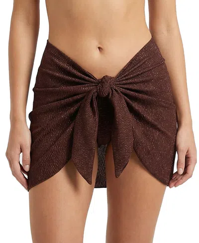 Change Of Scenery Liv Metallic Cover-up Swim Sarong In Brown
