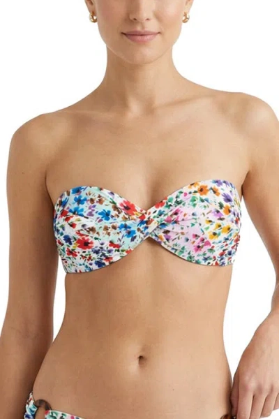 Change Of Scenery Loryn Twist Bandeau Bikini Top In Multi