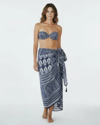 Change Of Scenery Melanie Border Print Pareo Cover-up In Blue