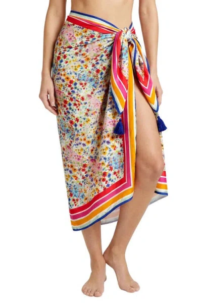 Change Of Scenery Melanie Border Print Pareo Cover-up In Multi