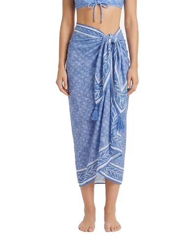 Change Of Scenery Melanie Border Print Pareo Cover-up In Blue