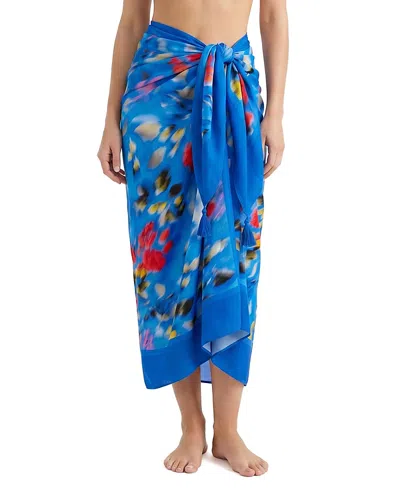 Change Of Scenery Melanie Border Print Pareo Cover-up In Blue