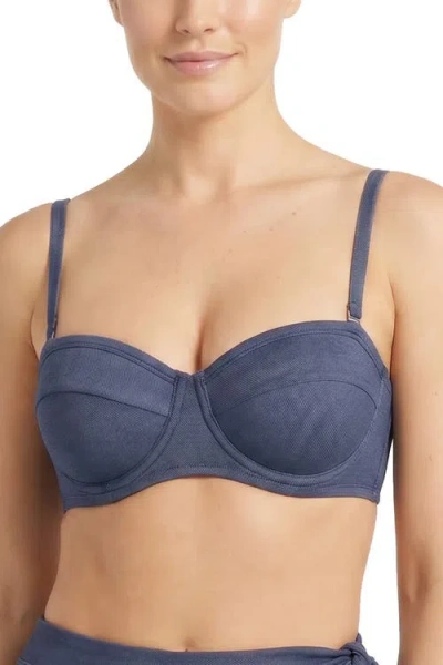 Change Of Scenery Nellie Underwire Balconette Bikini Top In Blue