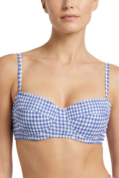 Change Of Scenery Nellie Underwire Balconette Gingham Bikini Top In Blue