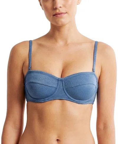 Change Of Scenery Nellie Underwire Balconette Shimmer Bikini Top In Blue