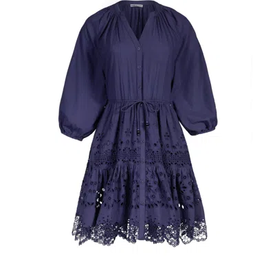 Change Of Scenery Sam Balloon Sleeve Elastic-waist Mini Shirtdress In Blue