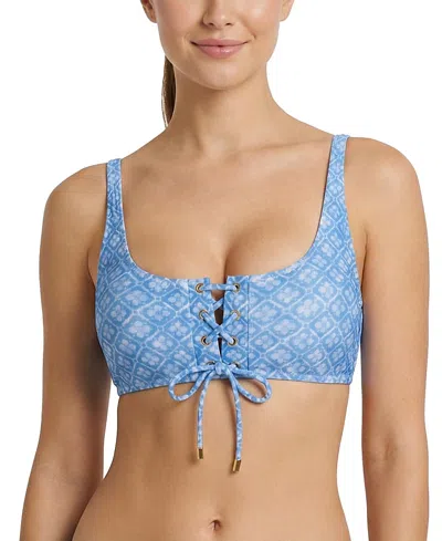 Change Of Scenery Samara Underwire Print Bikini Top In Blue