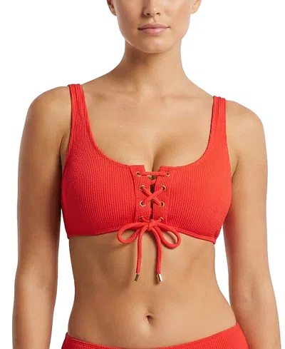 Change Of Scenery Samara Underwire Textured Bikini Top In Red