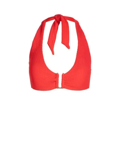 Change Of Scenery Shana U-bar Halter Bikini Top In Red