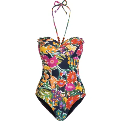 CHANGE OF SCENERY CHANGE OF SCENERY TALIA BEADED HALTER ONE-PIECE SWIMSUIT