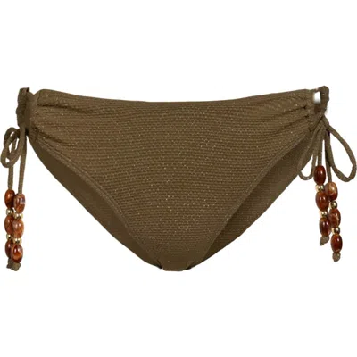 Change Of Scenery Taryn Beaded Side-tie Lowrise Hipster Bikini Bottom In Multi