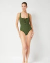 Change Of Scenery Taylor Lace-up Underwire One-piece Swimsuit In Green