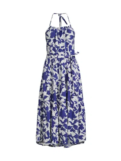 Change Of Scenery Women's Abbie Leaf Cotton Halter Dress In Moraea Garden