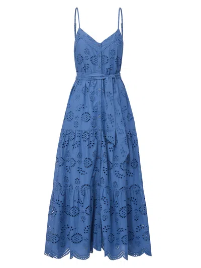 Change Of Scenery Women's Addyson Dress In Steel Blue San Andrés Eyelet