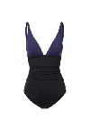 Change Of Scenery Women's Black / Blue Niki Plunge One Piece In Navy & Black Colorblock In Black/blue