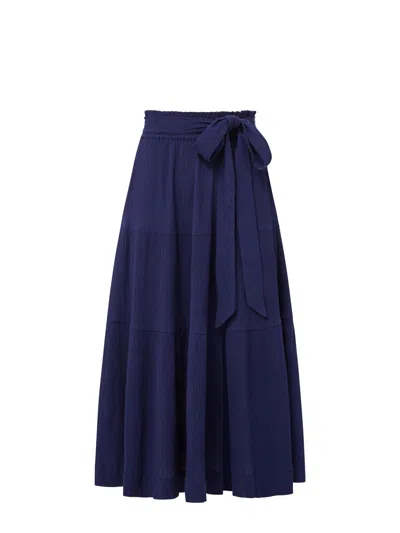 Change Of Scenery Women's Blue Jenni Cotton Tie-waist Maxi Skirt - Navy