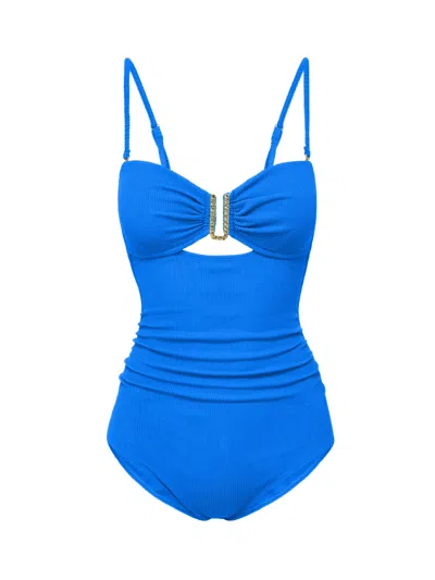 Change Of Scenery Women's Blue Lisa One Piece Grotto Textured Stripe