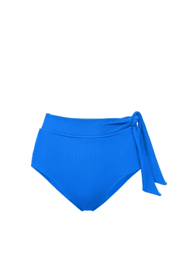 Change Of Scenery Women's Neutrals / Blue Side Tie High Waist Bottom In Grotto Textured