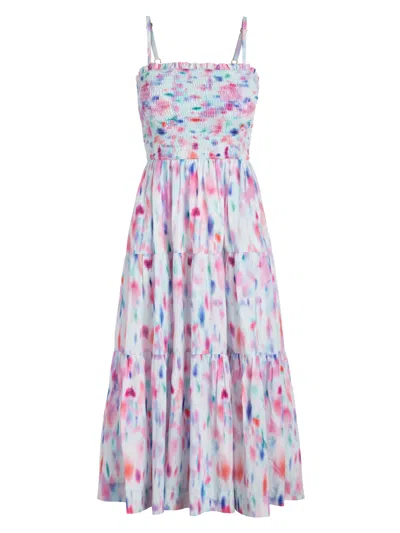 Change Of Scenery Women's Blue / Pink / Purple Kristen Dress In Hazy Ikat Seafoam