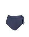 Change Of Scenery Women's Blue Side Tie High Waist Bottom In Indigo Twill In Blue