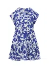 Change Of Scenery Women's Blue / White Gari Babydoll Cotton Beach Dress In Moraea Garden Print In Blue/white
