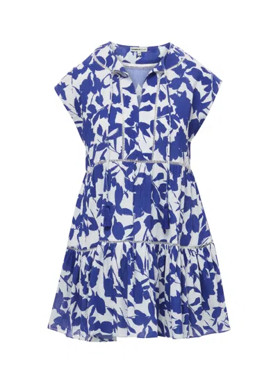 Change Of Scenery Women's Blue / White Gari Babydoll Cotton Beach Dress In Moraea Garden Print In Blue/white