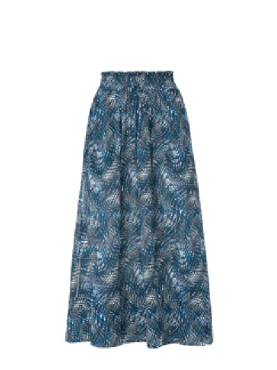 Change Of Scenery Women's Blue / White Rachel Pull-on Maxi Skirt Abstract Wave