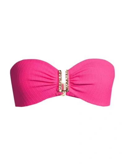 Change Of Scenery Women's Cindy U-ring Bikini Top In Shocking Pink